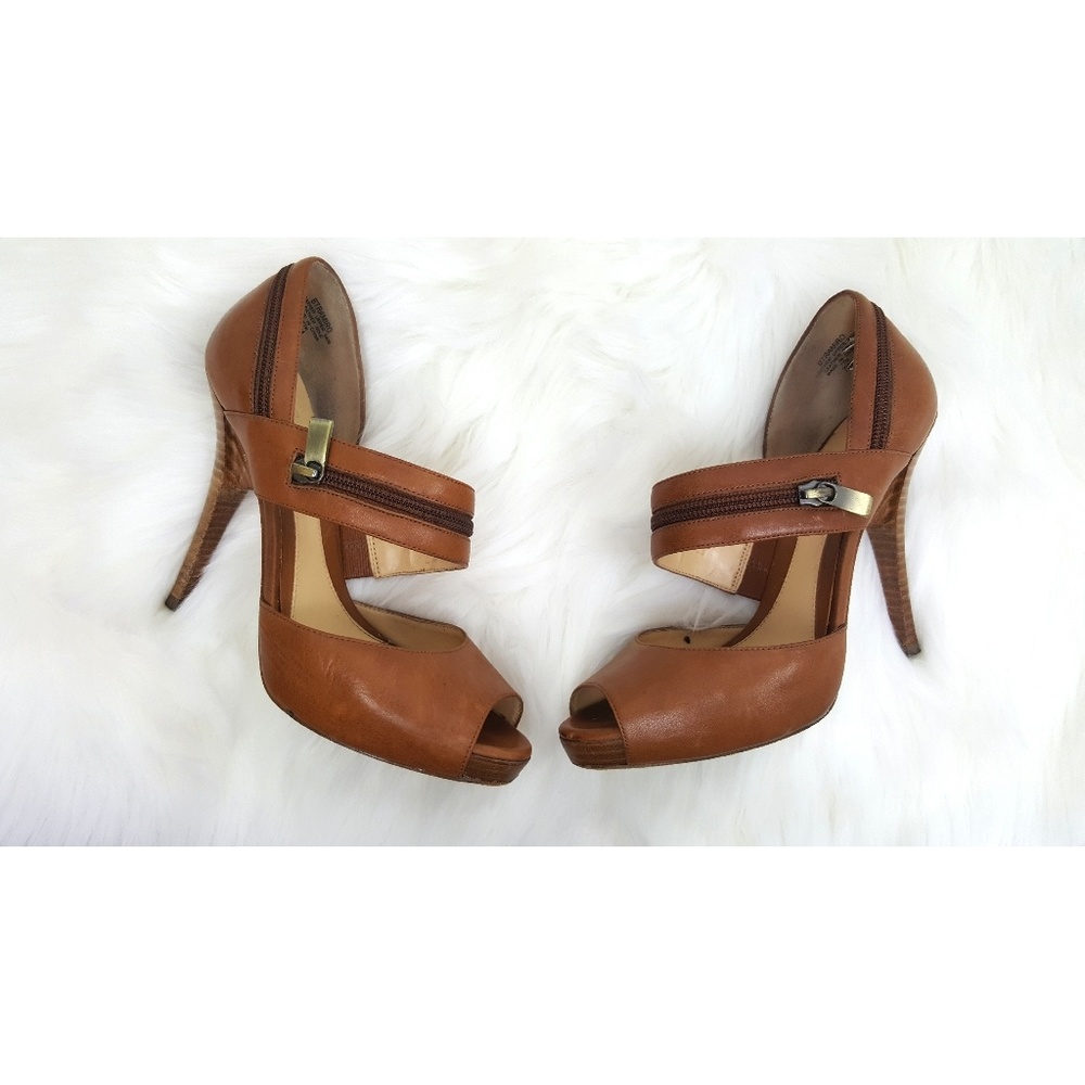 Boutique 9 Brown Peep-Toe Strappy High Heels